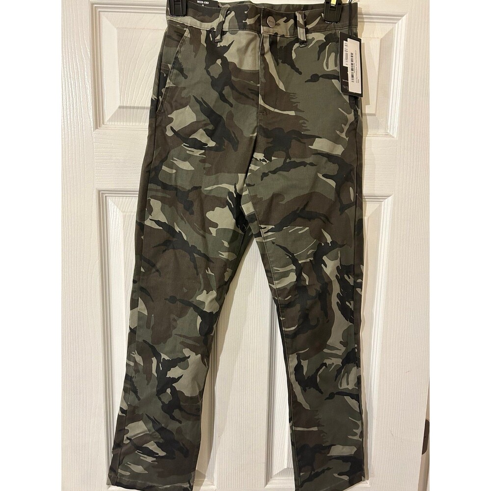 RVCA Week-End Stretch Straight Fit Army Camo Pants Boys 26 NWT
